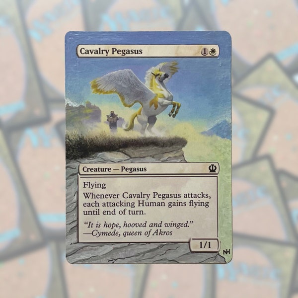 Painted Magic The Gathering Card | MTG map alter | card extension | acrylic paint mini painting | handpainted | Cavalry Pegasus