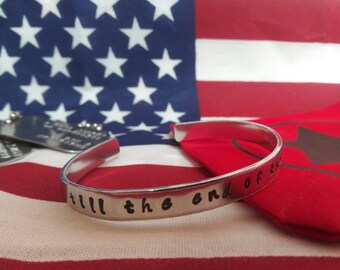 Till the End of the Line Hand Stamped Bracelet - Captain America Inspired Bracelet cuff - Bucky Barnes - Winter Soldier - Hand Stamped