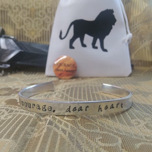 Courage, Dear Heart hand stamped bracelet - personalized gifts - the chronicles of narnia - courage - the lion, the witch and the wardrobe