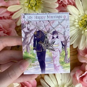 My Happy Marriage inspirierte Origami Kranich Halskette und Ohrringe - my glückliche Heirat Anime - Miyo - Kiyoka - Anime Halskette - gefalteter Kranich