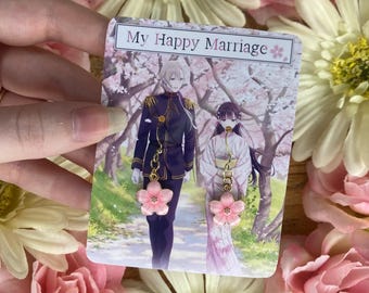 My Happy Marriage Inspired Cherry Blossom Dangle Earrings - my happy marriage anime - miyo - kiyoka - cherry blossom - anime earrings - cute