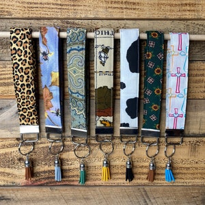 Keychain Wristlet - ship keychain - map keychain - sunflower keychain - cow keychain - bee keychain - leopard keychain, Y2k keychain, floral