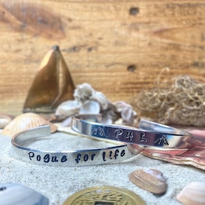 Outer Banks &quot;Pouge for life, P4L&quot; Handstamped Cuff Bracelet - JJ Maybank - outer banks season 4 - outer banks jewelry - the twinkie - pouge