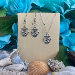 Nautical Anchor Necklace and Dangle Earrings - anchor earrings - anchor necklace - Sea Jewelry - Ship jewelry - nautical jewelry - nautical