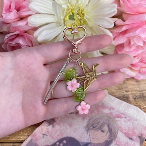 Glückliche Hochzeit Kirschblüte Schlüsselanhänger - Katana - Origami Kranich - my glückliche Ehe Anime - Handyanhänger - Rucksackanhänger - Miyo - Kiyoka
