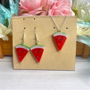 Twinkling Watermelon Kdrama Necklace and  Earrings - Clip on and Hook - watermelon sugar - korean drama - kdama merch - Kdrama fan gift