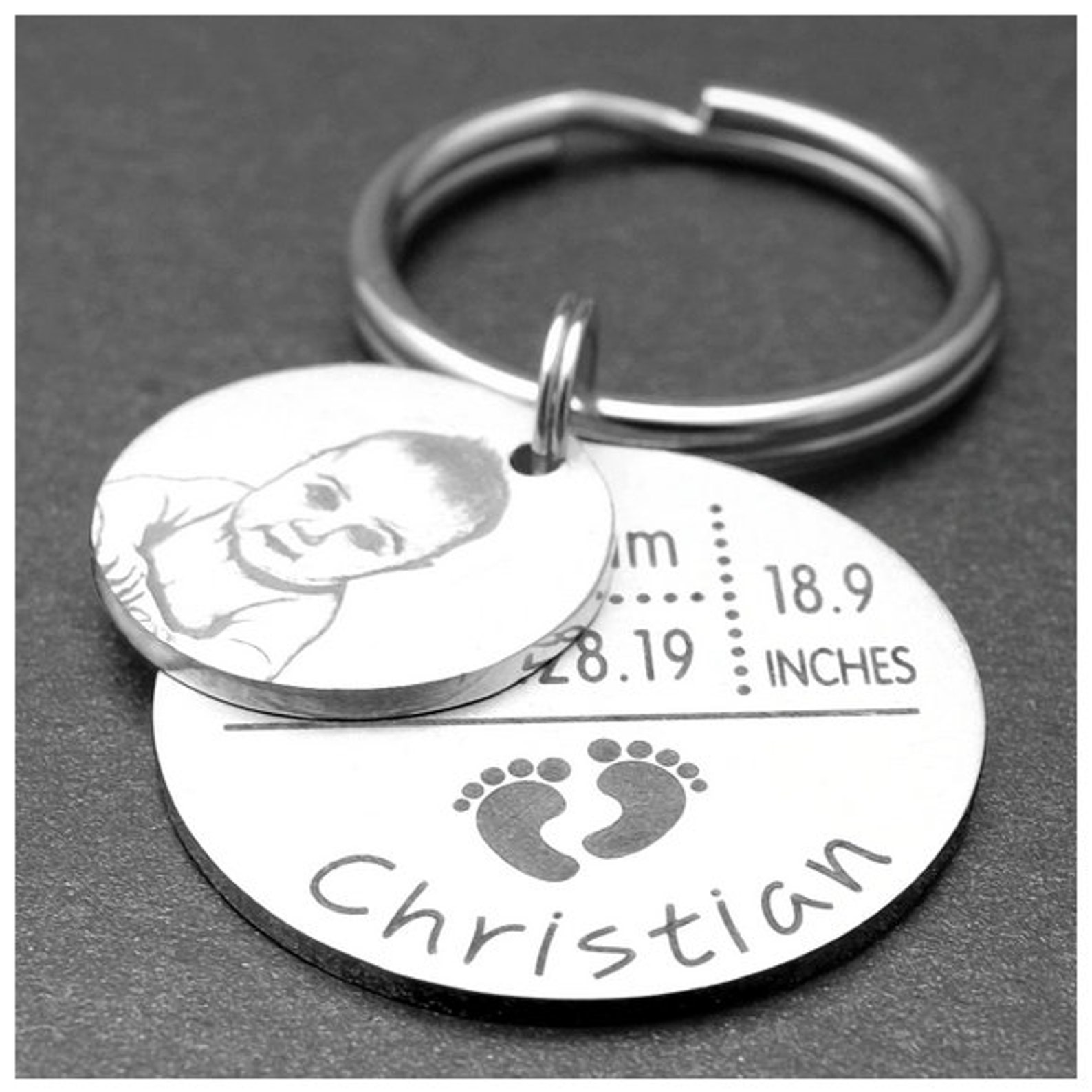 Personalized Baby Photo Keychain Newborn Keepsake Keychain Etsy