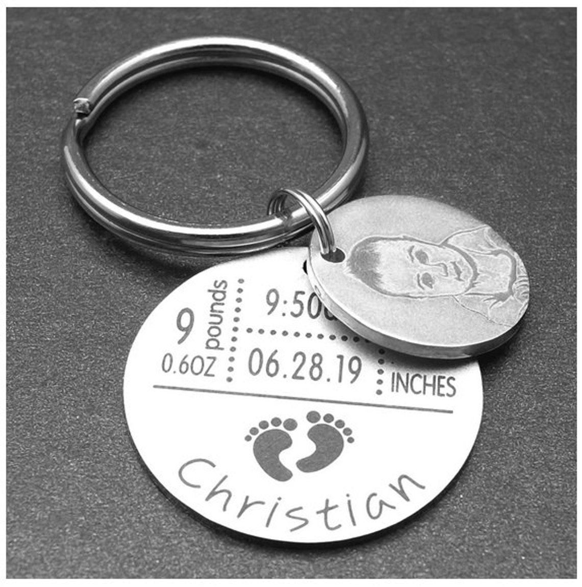 Personalized Baby Photo Keychain Newborn Keepsake Keychain Etsy