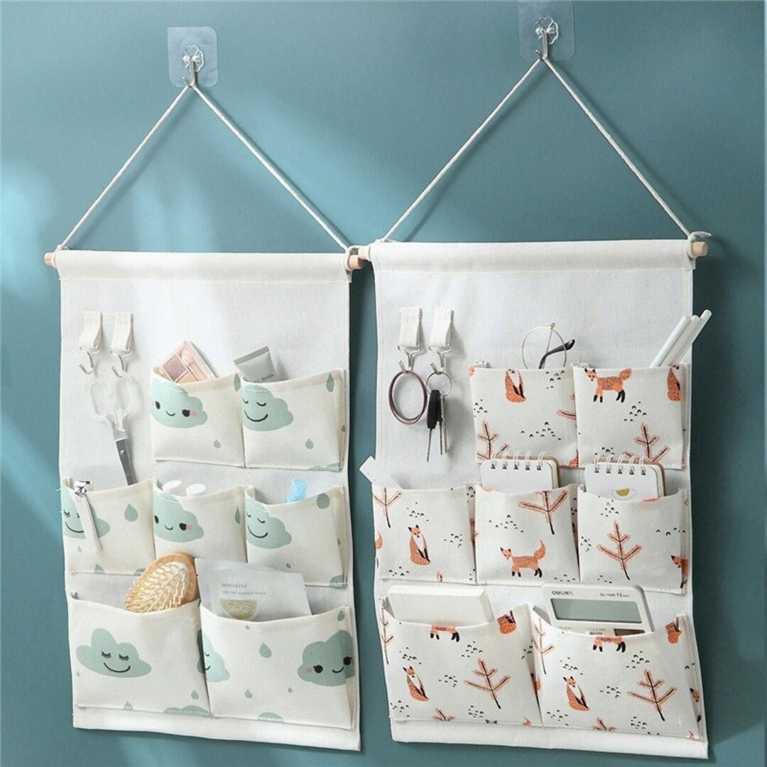 Cotton Pockets Wall Mounted Storage Bag Home Room Closet Door Sundries