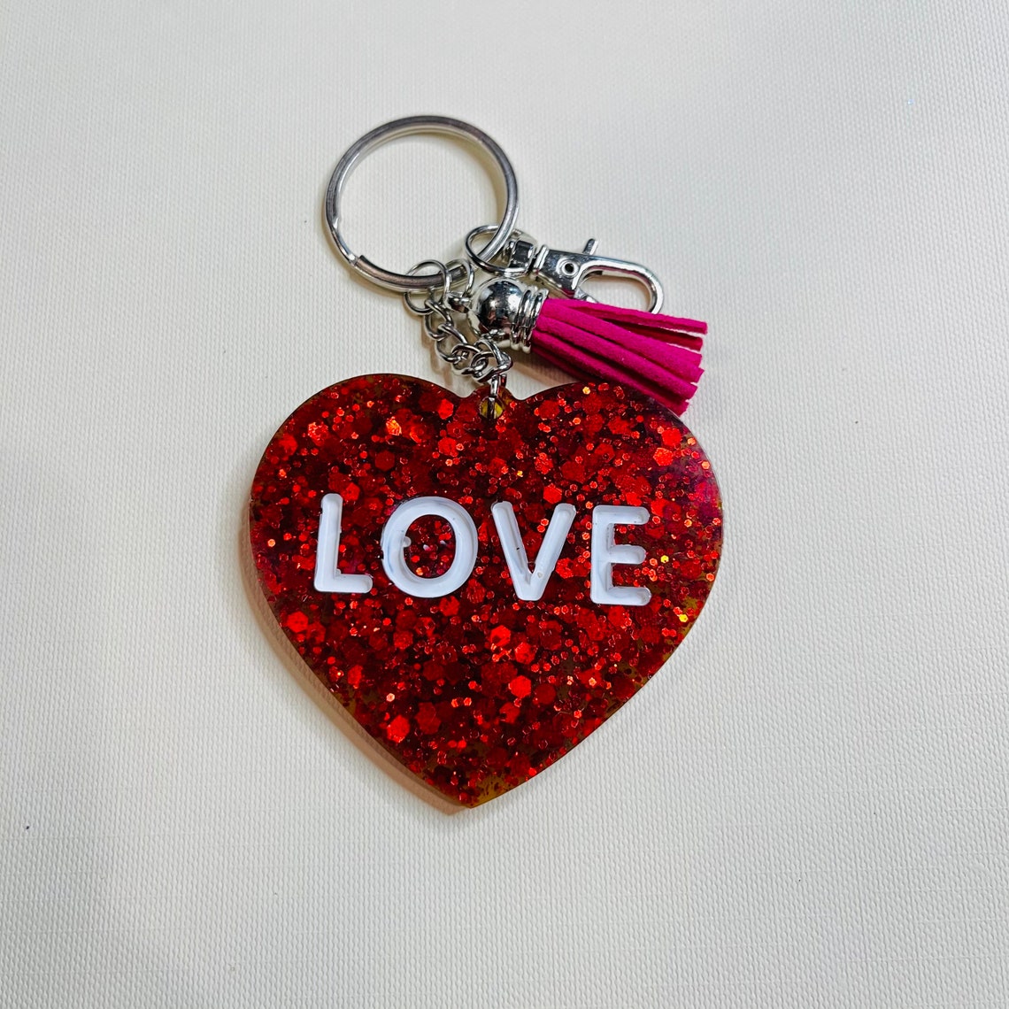 Love Heart Keychain/ Resin Keychain | Etsy