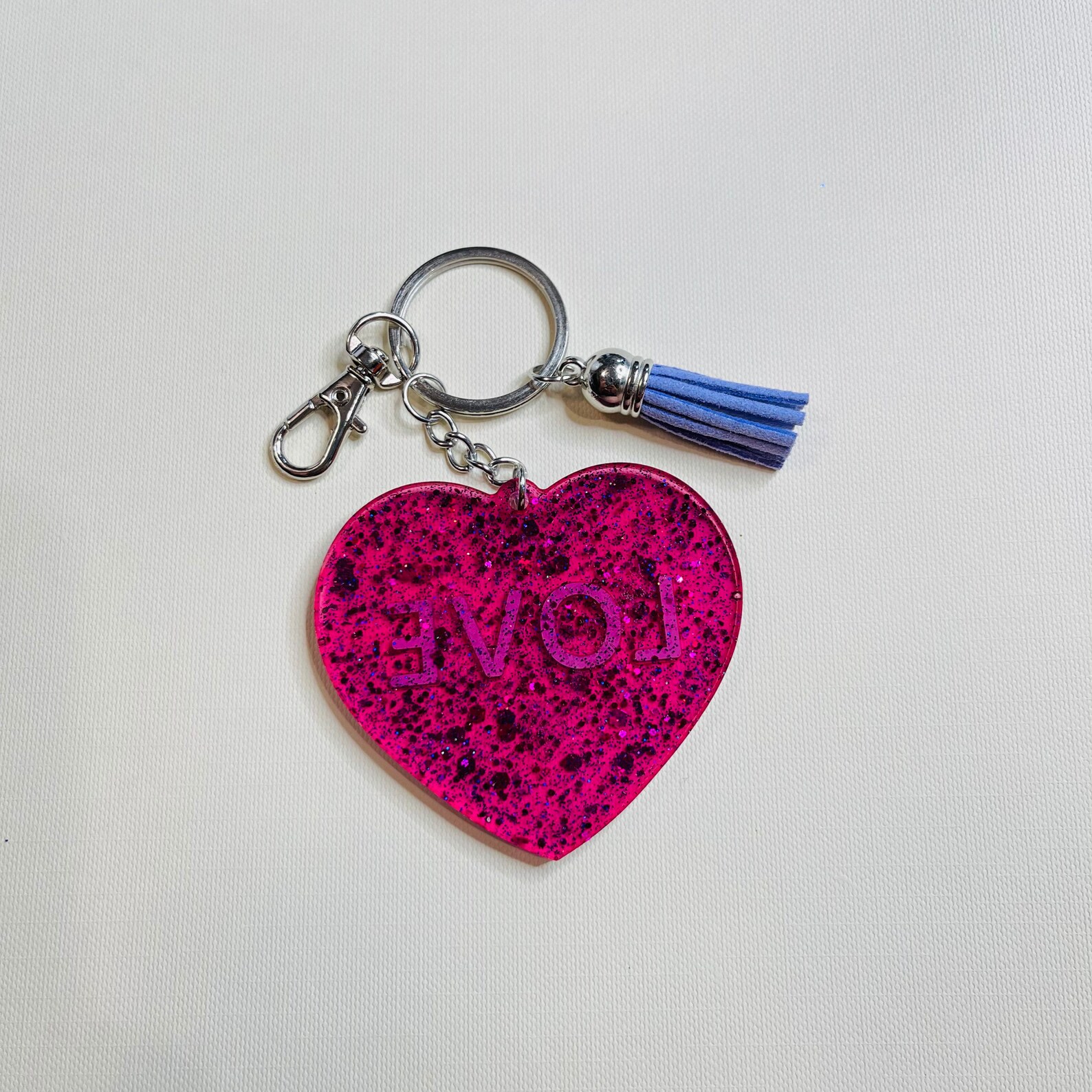 Love Heart Keychain/ Resin Keychain Etsy