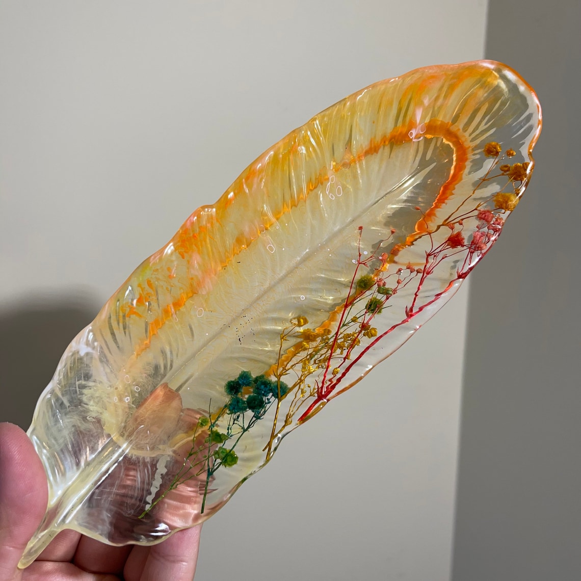 Resin Feather jewelry dish Etsy