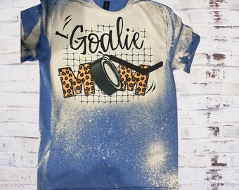 T-shirt décoloré pour maman de gardien de but : T-shirt de l'équipe de hockey