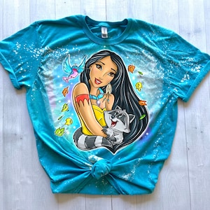 Pocahontas Inspired Princess Bleached Tee shirt, Princess Birthday shirt, Adult/Youth/Toddler Princess Shirt, Family Vacation Matching Tee