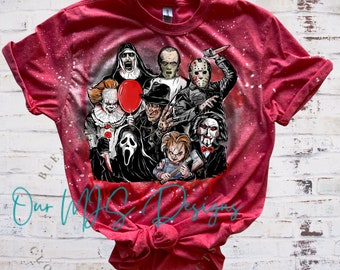 Halloween Scary - Horrorfilm T-Shirts Gebleichtes Sublimiertes T-Shirt