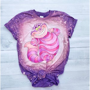 Cheshire Cat inspired tee shirt, We're all mad here tee shirt, Mad Hatter tee shirt, Bleached Tee Shirt, Alice inspired shirt, youth tee