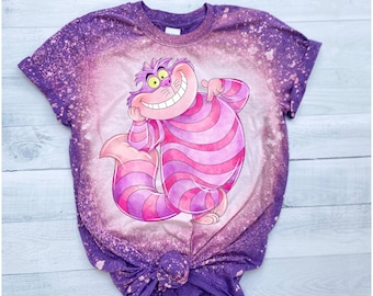 Cheshire Cat inspired tee shirt, We're all mad here tee shirt, Mad Hatter tee shirt, Bleached Tee Shirt, Alice inspired shirt, youth tee