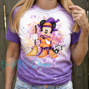 Halloween Minnie Witch tee-shirt, Halloween Bleached Tee-shirt, Trick or treating shirt, Halloween sweatshirt, Adult/Youth/Toddler tee shirt
