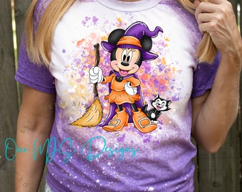 Halloween Minnie Witch T-Shirt, Halloween gebleicht, Süßes oder Saures T-Shirt, Halloween Sweatshirt, Erwachsene / Jugendliche / Kleinkind T-Shirt