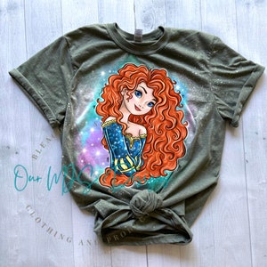 Merida Inspired Princess Bleached Tee shirt, Princess Birthday shirt, Adult/Youth/Toddler Princess Shirt, Family Vacation Matching  Shirts
