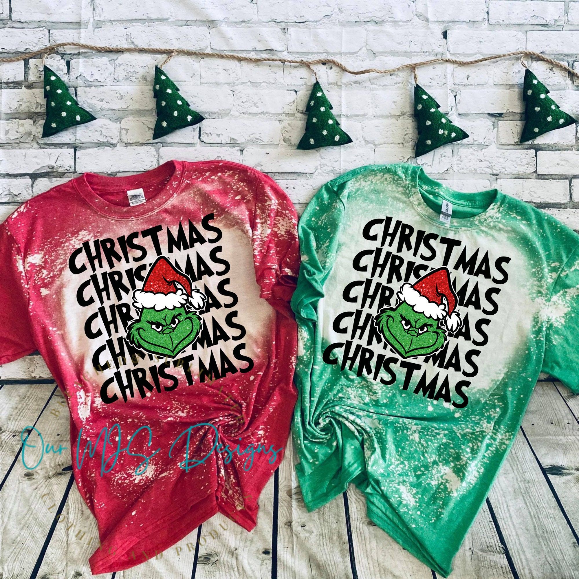 Grinch Christmas Bleached Christmas Sweatshirt Christmas Tee