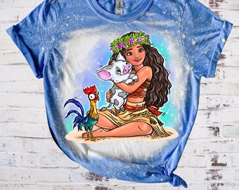 Moana Inspired Princess Bleached Tee shirt, Princess Birthday shirt, Adult/Youth/Toddler Princess Shirt, Family Vacation Matching Tee Shirts