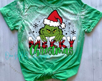Mean One Christmas Bleached Tee: Family Holiday Matching Shirts