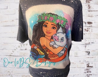 Moana Princess Bleached Tee: Family Vacation Matching Shirt