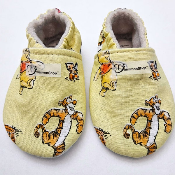 Winnie the Pooh Moccs, Tigger and Eeyore Baby Booties, Newborn Moccasins, Gift for Baby, Baby Shower, Infant Slippers