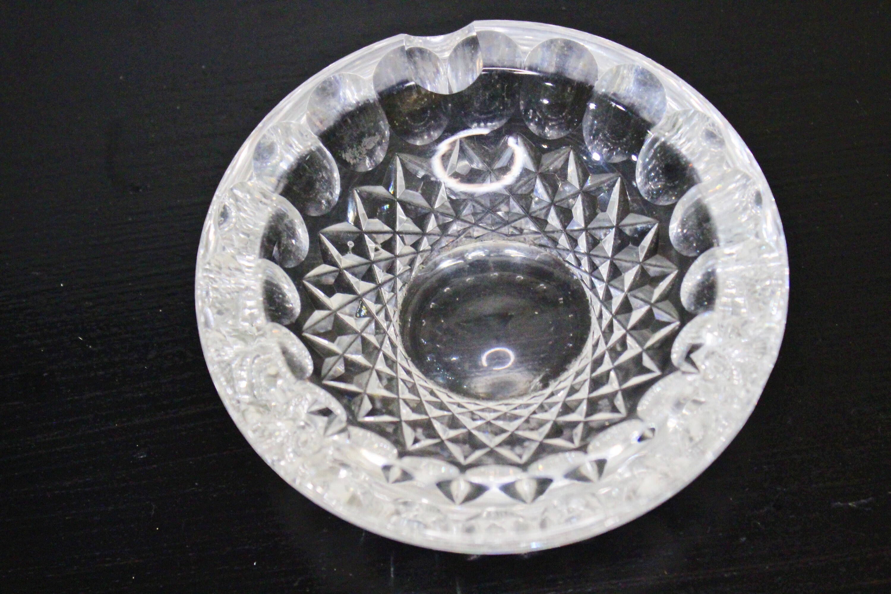 Vintage Heavy Lead Cut Crystal Ashtray Etsy UK