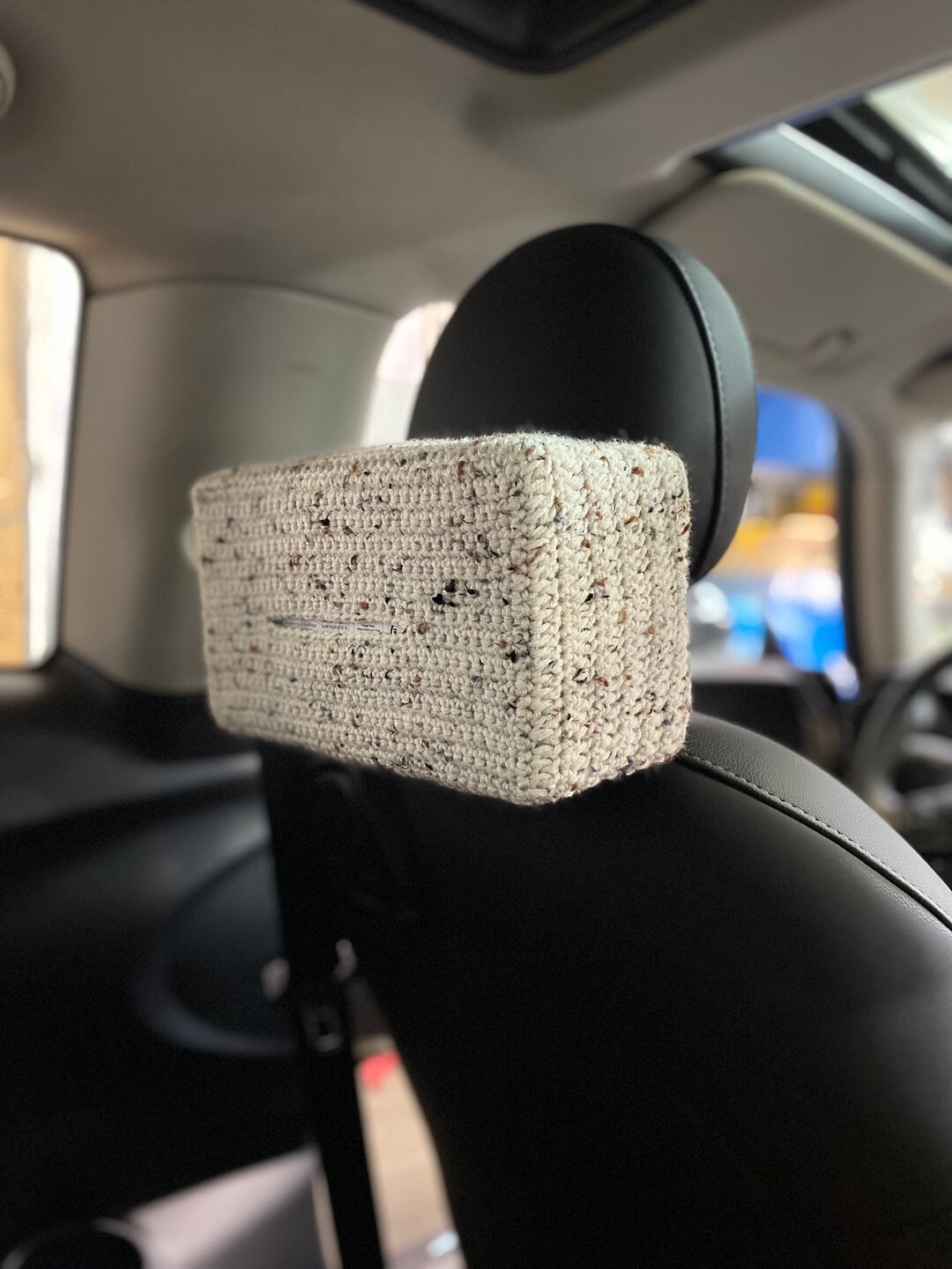 Car Backseat Headrest Tissue Box Holder With Strap&buckle, Fit Most