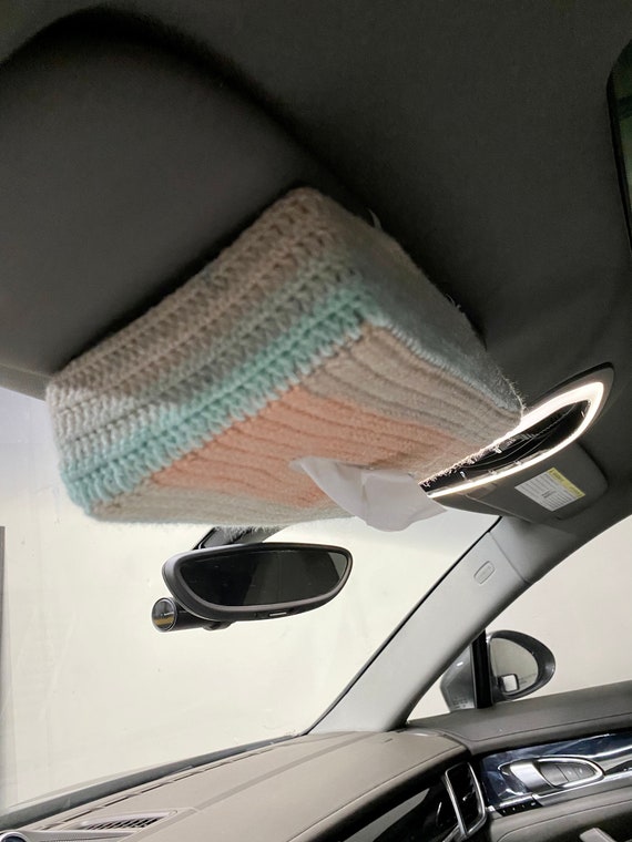 Car Sun Visor Tissue Box Holder Yarn Crochet Auto Accessories 