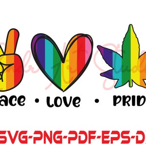 Frieden, Liebe, Pride, LGBT, Regenbogen, Gay Pride Png, Schneidedateien, Cricut Design, Sublimation,Svg,Pdf, Png,Dxf, Eps, Vektor