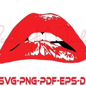 Lippen SVG, Lippen SVG, Kuss, blutende Lippen, beißende Lippen, tropfende Lippen, Lippe, Make-up Silhouette Dxf Vinyl Aufkleber Digital geschnitten Dateien Png Eps