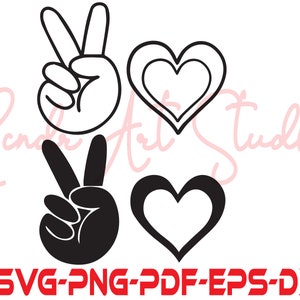 Peace love svg | peace sign svg | peace hand svg | heart svg | love svg | peace love png | diy peace love | svg files for cricut silhouette