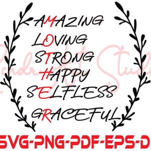 Fêtes des mères SVG, Mama Definition SVG, Mère incroyable, aimante, forte, heureuse, altruiste, gracieuse SVG Cut Files pour Cricut & Silhouette, Png