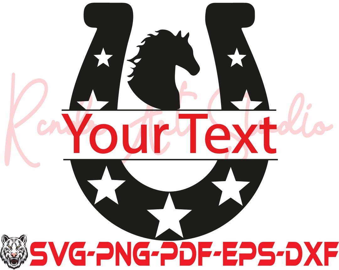 Horseshoe Split Name Frame SVG Files Horse Shoe Monogram Cut Files