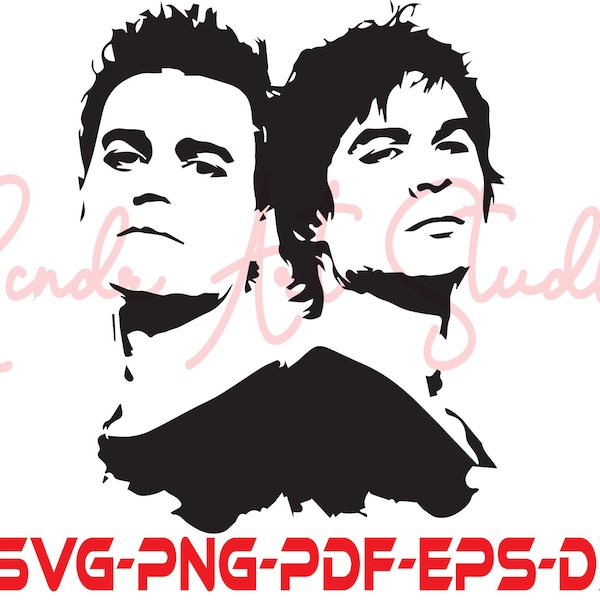 The Salvatore Brothers By Hunnysause Svg, Vampire Diaries Svg, Vampire Diaries Silhouette Cut Files, Vampire Diaries Clipart, Vampire Shirt