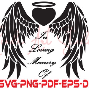 Mémoire Angel Wings Heart Halo| Fichier numérique commémoratif | Créez le vôtre dans une mémoire aimante | Modifiable | Personnaliser