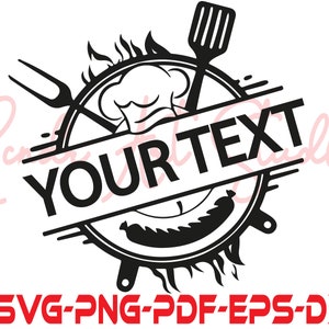 Asar a la parrilla SVG, BBQ Svg, Grill Master Svg, Grill Dad Svg, Chef Svg, Nombre de texto personalizado, Descarga de archivos digitales, Archivo de corte de pegatina para Cricut