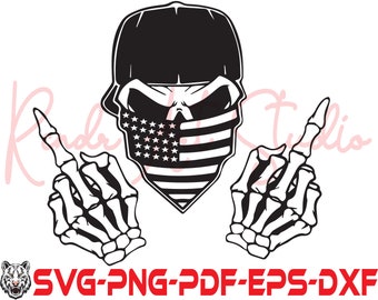 Middle Finger Svg, Dead Skull USA Flag Veil Svg, Skull Hat Svg, svg files for cricut,Svg,Eps,Dxf,Pdf,Png. Digital Cut File.