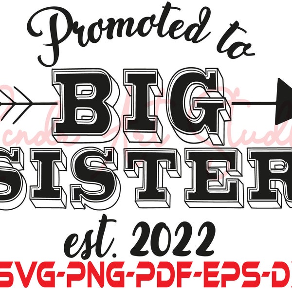 Promoted To Big Sister Svg, Est. 2022 Svg, Established Year Svg, Big Sister Shirt Svg,Png,Eps,Dxf,Pdf New Sister Svg,New Baby Svg Download