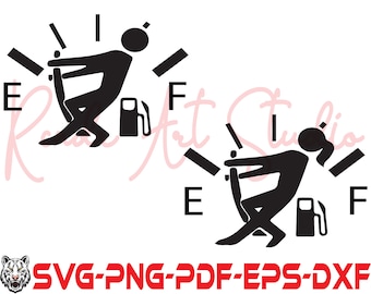 Gas Gauge SVG, SVG, Long Hair Empty Gas svg, SVG, Funny svg, svg Files, svg File for Circuit, Silhouette File, Digital Cut File