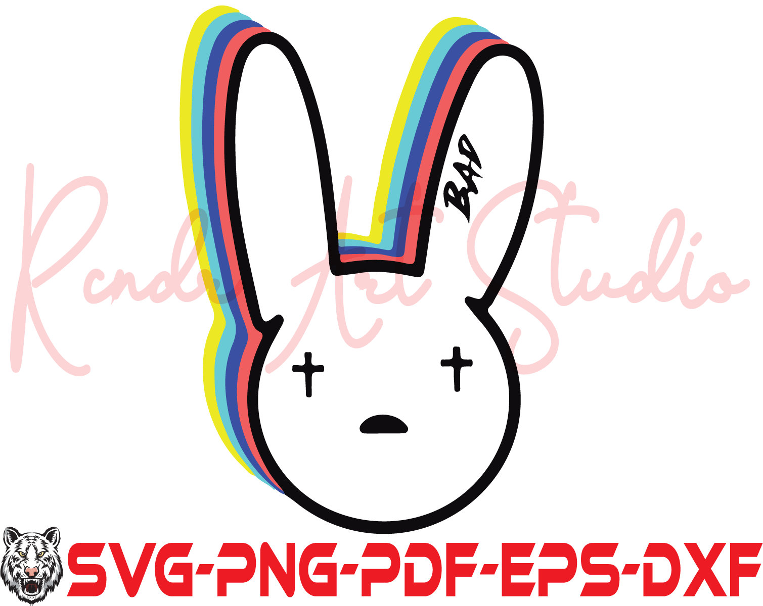 Bad Bunny Svg Cut File | Bad Bunny Logo SVG | Layered Bad Bunny | Conejo Malo SVG | DIY Face mask, Shirt, Stickers, Decals