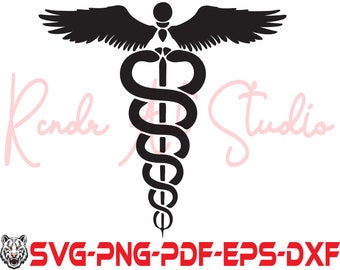 Medizinisches Symbol SVG, Hermesstab, MD, Stern des Lebens, Arzt, Krankenschwester, Png, Eps, Dxf, Jpg sofortiger digitaler download