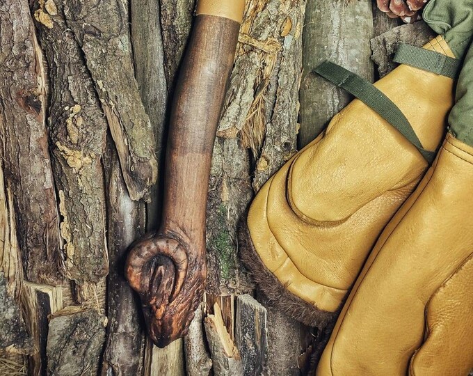 Handcrafted Hot-Forged Iron Axe and Leather Sheaths