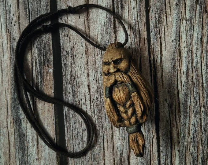 Totally Handcraft Carved Wooden Powerful Ragnar Lothbrok Necklaces Pendants : A Unique Handmade Accessory