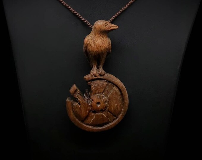Handmade Viking Crow Necklace - On a Broken Warrior Helmet