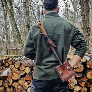 Hand-Forged Bushcraft Survival Set: Carbon Steel Shovel & Raven Knife