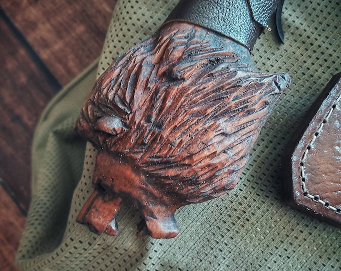 Handmade lion head figured tomahawk blacksmith axe